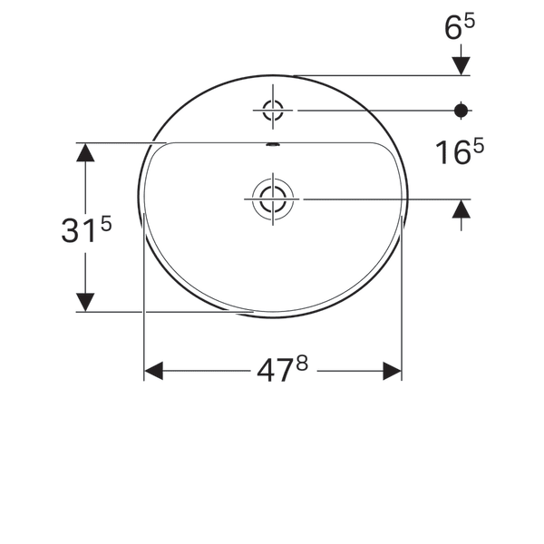 LAVOAR INCORPORAT VARIFORM OVAL 50X45 CU ORIFICIU ROBINET SI PREAPLIN [3]