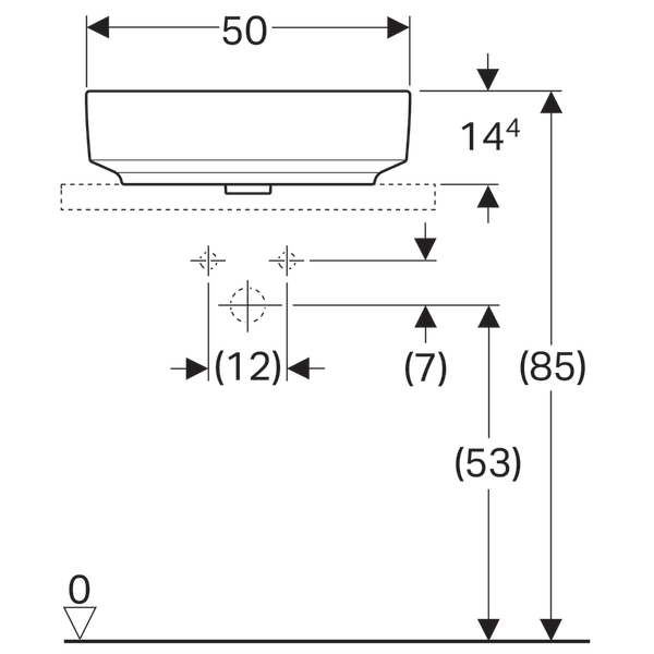 LAVOAR PE BLAT GEBERIT VARIFORM, ELIPTIC, CU BANC CU ORIFICII DE ROBINET B-50CM,T-40CM,PREAPLIN VIZIBIL, ALB [3]