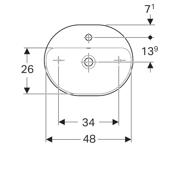 LAVOAR PE BLAT GEBERIT VARIFORM, ELIPTIC, CU BANC CU ORIFICII DE ROBINET B-50CM,T-40CM,PREAPLIN VIZIBIL, ALB [2]