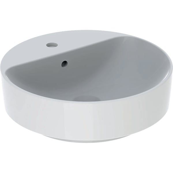 LAVOAR PE BLAT GEBERIT VARIFORM, ROTUND, CU BANC CU ORIFICII DE ROBINET D-45CM, PREAPLIN VIZIBIL, ALB [1]