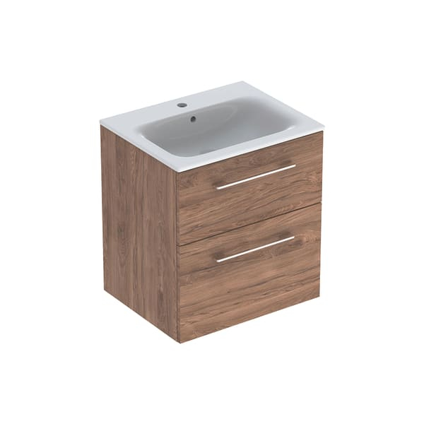 MOBILIER 60 CM SELNOVA SQUARE CU LAVOAR, DOUA SERTARE,NUC AMERICAN HICKORY [1]