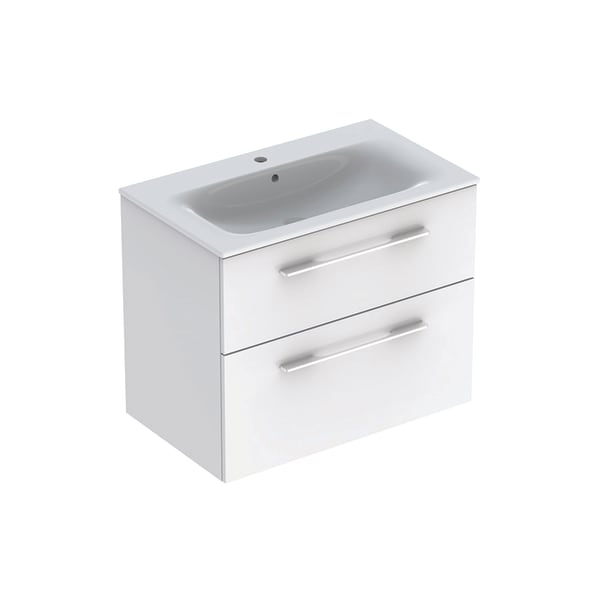 MOBILIER 80 CM SELNOVA SQUARE CU LAVOAR, DOUA SERTARE,ALB [1]