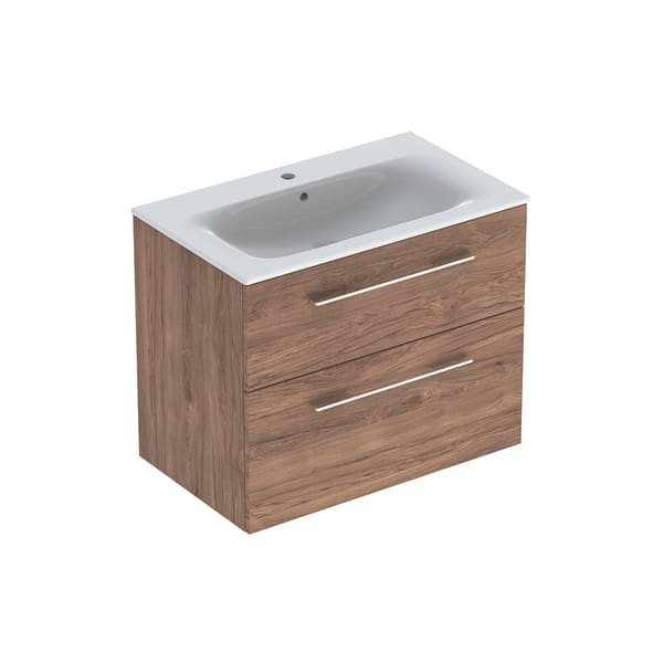MOBILIER 80 CM SELNOVA SQUARE CU LAVOAR, DOUA SERTARE,NUC AMERICAN HICKORY [1]