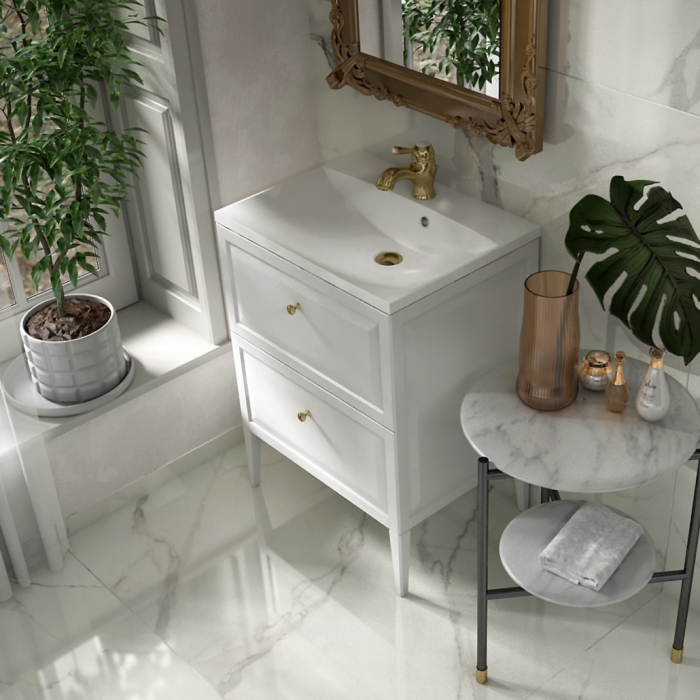 Set Mobilier  Montebianco 60 CM, 2 sertare, alb mat cu lavoar Amelia 60x46 [3]
