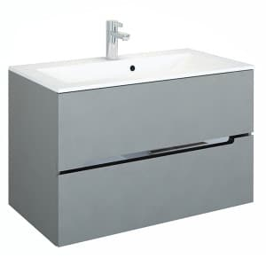 Set mobilier suspendat Oristo Silver 90cm,2 sertare,gri mat [1]