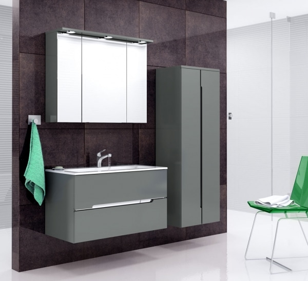 Set mobilier suspendat Oristo Silver 90cm,2 sertare,gri mat [2]