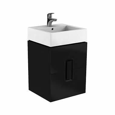 MOBILIER TWINS PENTRU LAVOAR 50 CM, CU 2 SERTARE, NEGRU MAT [1]