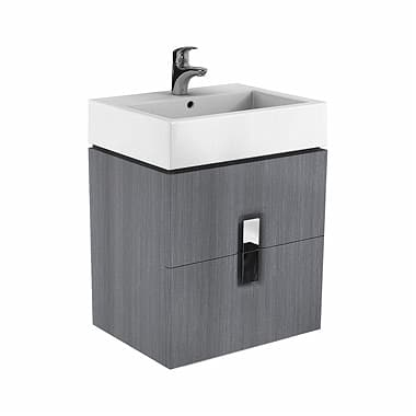 MOBILIER TWINS PENTRU LAVOAR 60 CM, CU 2 SERTARE, GRI STEJAR [1]