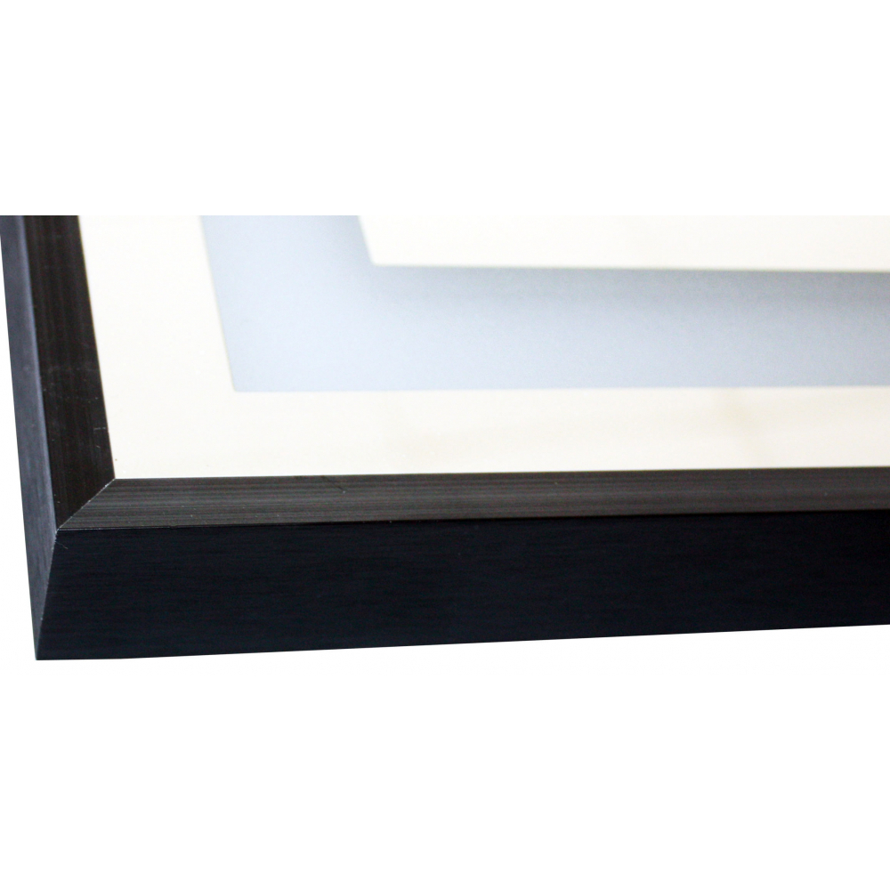 Oglinda baie Led  80x60 cm, dezaburire, ceas si buton touch. Rama negru mat [3]