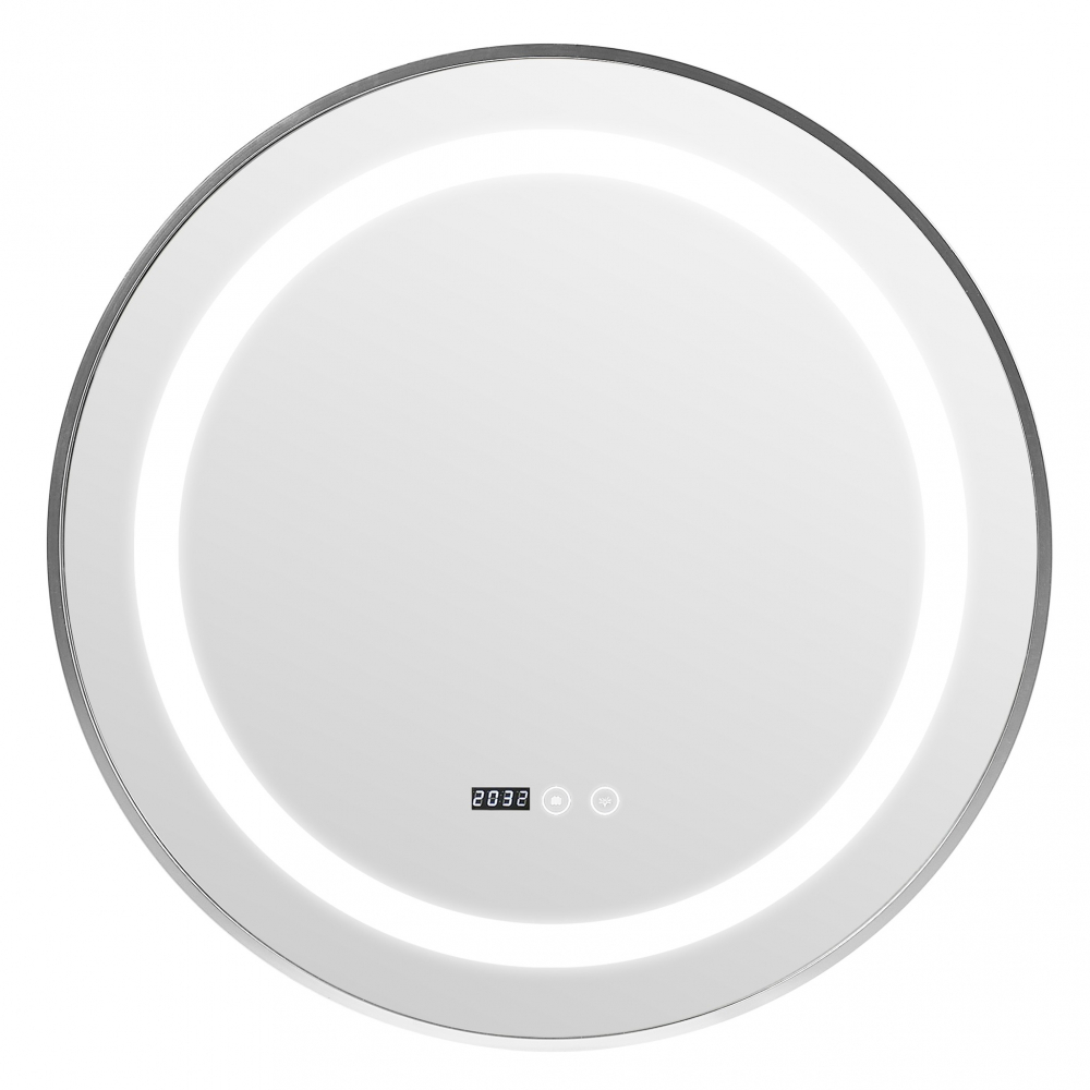 Oglinda Baie Led Rotunda 70x70 , Dezaburire , Ceas si Buton Touch.Rama Aluminiu [2]