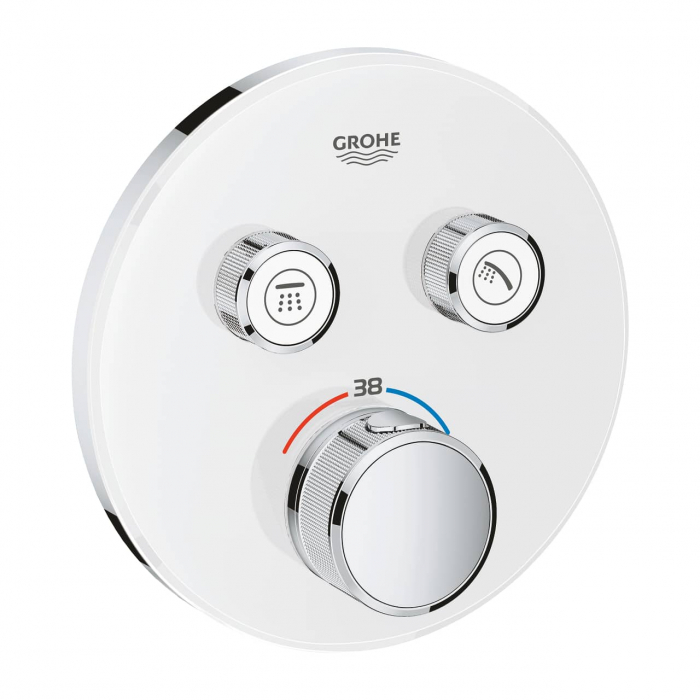 ORNAMENT ROTUND SMART CONTROL TERMOSTATAT 2 VALVE CROM-ALB [1]