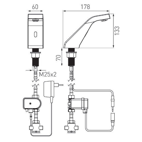 Sirocco Sensor Power-Safe Pre-Mixed - baterie stativă lavoar cu senzor, cu premixer inclus [2]
