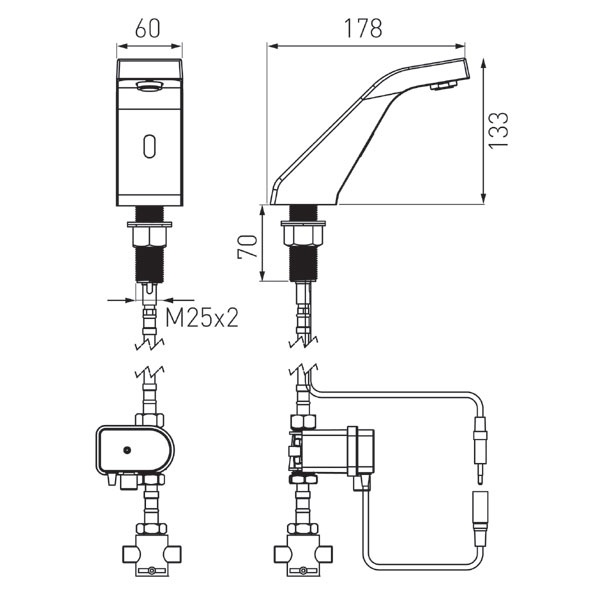 Sirocco Sensor Pre-Mixed - baterie stativă lavoar cu senzor, cu premixer inclus [2]