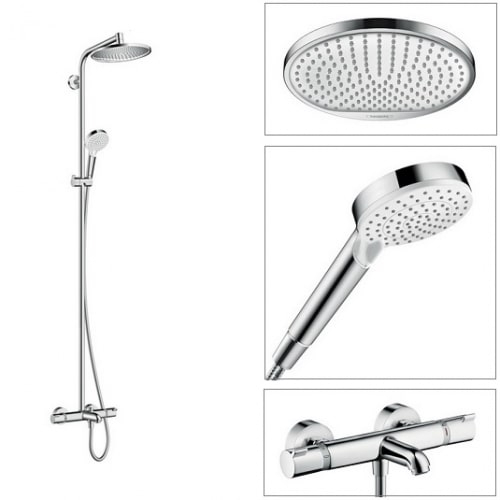 SISTEM DUS TERMOSTATIC CROMETTA S 240, 1 JET, CU PIPA CADA, CROM [2]