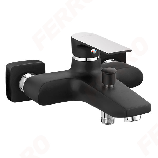 Square Black/Chrome - baterie perete cadă-duș [1]