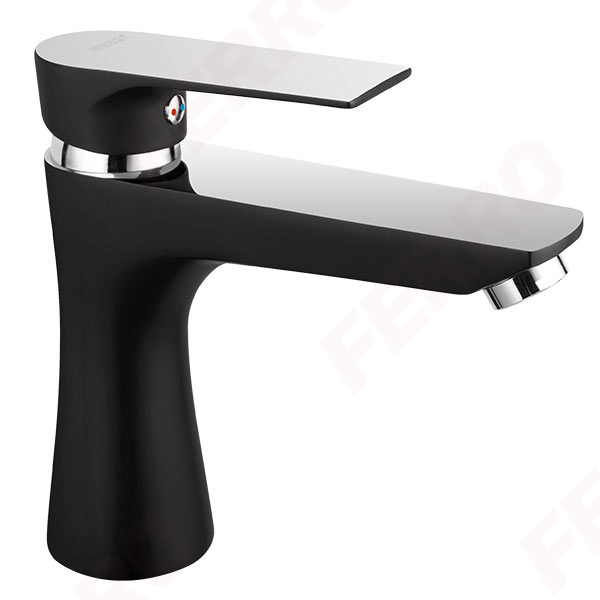 Square Black/Chrome - baterie stativă lavoar [1]