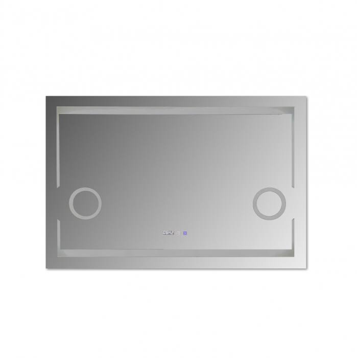 Oglinda baie cu iluminare LED, sistem dezaburire, ceas, termometru si doua lupe, 120x80  cm [3]