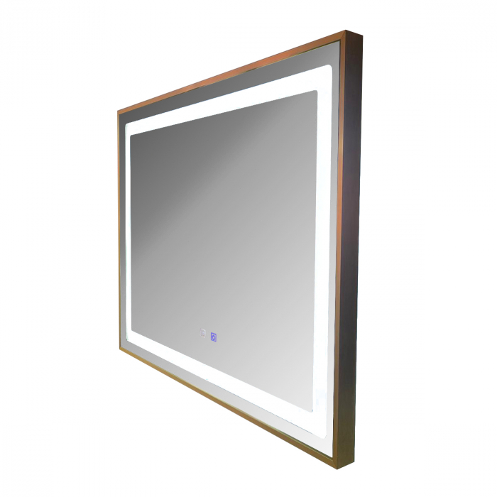 Oglinda baie LED cu rama aluminiu, sistem dezaburire si senzor touch, brushed bronze, 80x60  cm [5]