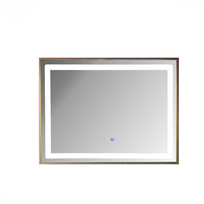 Oglinda baie LED cu rama aluminiu, sistem dezaburire si senzor touch, brushed bronze, 80x60  cm [1]