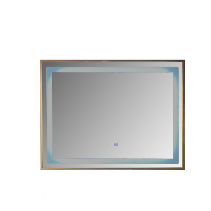 Oglinda baie LED cu rama aluminiu, sistem dezaburire si senzor touch, brushed bronze, 80x60  cm [3]