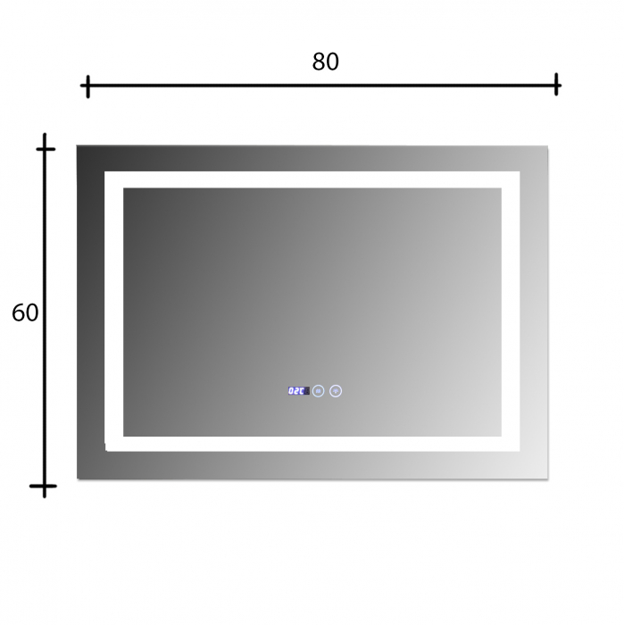 Oglinda baie 80x60 cm,  cu sistem dezaburire,termometru si ceas cu buton touch. [3]