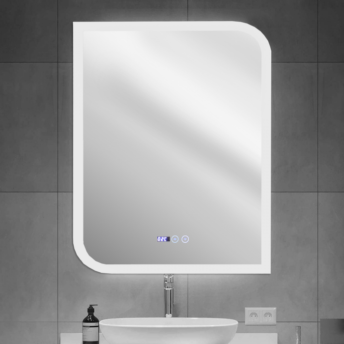 Oglinda baie 60x80 cm cu sistem dezaburire,termometru, ceas si buton touch. [1]