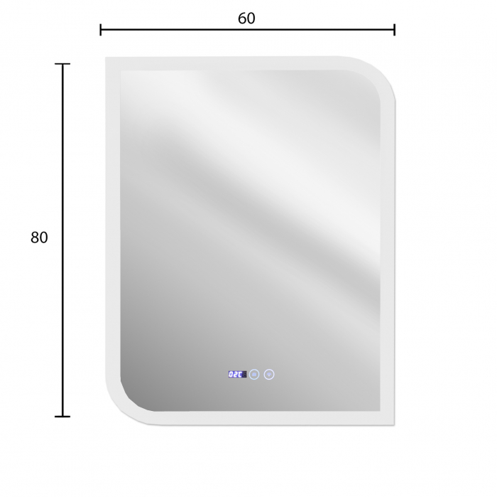 Oglinda baie 60x80 cm cu sistem dezaburire,termometru, ceas si buton touch. [4]