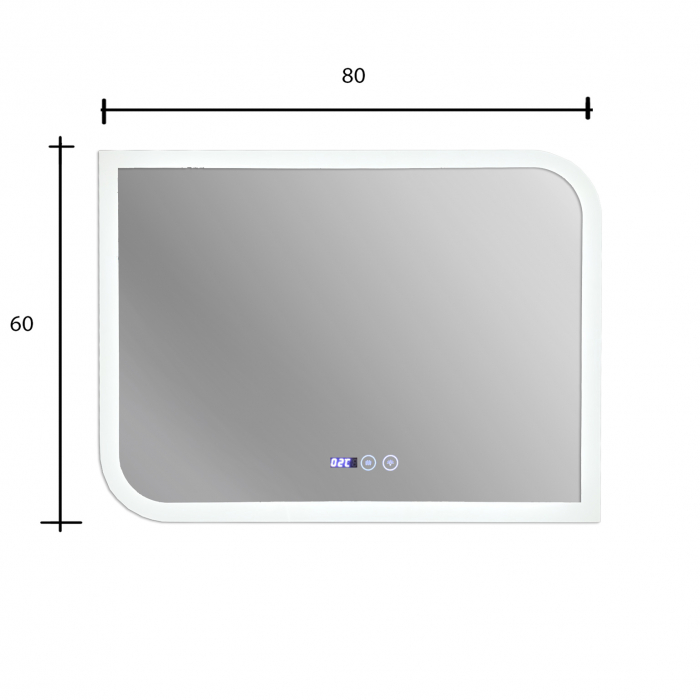 Oglinda baie 80X60 cm cu sistem dezaburire,termometru, ceas si buton touch. [3]