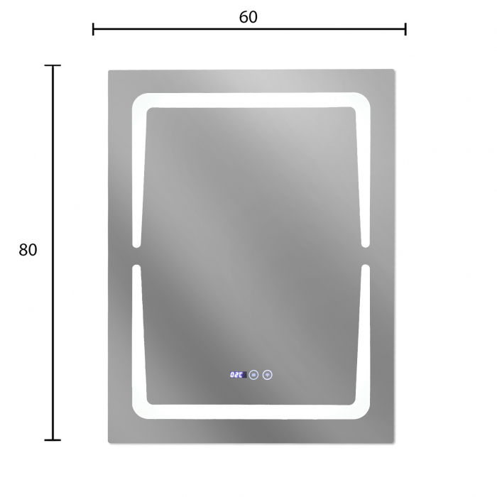 Oglinda baie 60x80 cm cu sistem dezaburire,termometru, ceas si buton touch. [4]