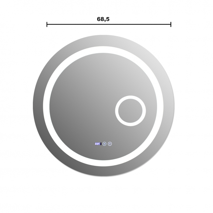 Oglinda baie rotunda 70 cm cu iluminare led,sistem dezaburire,ceas, termometru si lupa [4]