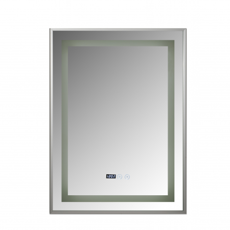 Oglinda baie rama aluminiu 50x70  cu sistem dezaburire,termometru si ceas cu buton touch. [1]