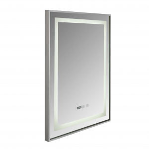 .Oglinda baie cu iluminare Led , ceas , dezaburire si buton touch incadrata in rama aluminiu 60x80 cm [4]