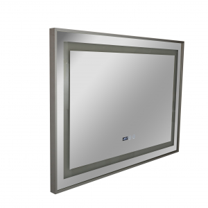 Oglinda baie cu iluminare Led, ceas, dezaburire si buton touch 100x70 cm incadrata in rama aluminiu [4]