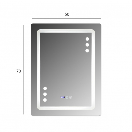 Oglinda baie 60x80 cm cu sistem dezaburire,termometru, ceas si buton touch. [2]