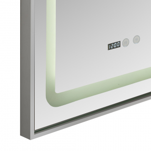 glinda baie cu iluminare LED, ceas, dezaburire si buton touch, incadrata in rama aluminiu 60x80 cm [6]