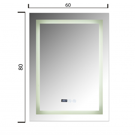 Oglinda baie 60x80 cm cu sistem dezaburire,termometru, ceas si buton touch. [4]