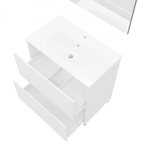 Set mobilier baie,lavoar si oglinda lampa led,alb,80 cm,parma [1]