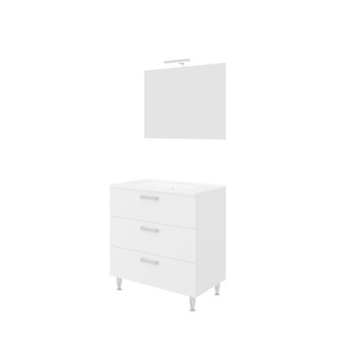 Set mobilier baie,lavoar si oglinda lampa led 80 cm,alb,tokyo [1]