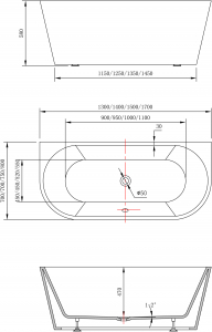 Cada acril Freestanding 170x80  cm, Linea Combine [4]