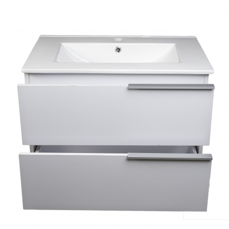 Mobilier baie mdf infoliat, alb, suspendat, 2 sertare soft close, lavoar 80  cm [3]