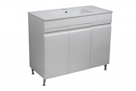 Mobilier baie MDF, alb, 3 usi+lavoar slim, 80x46  cm [3]
