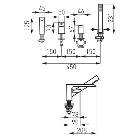 Adore Black/Chrome - baterie cu montaj pe cadă [1]