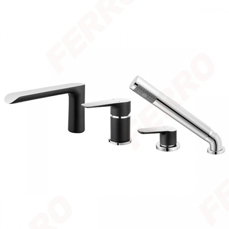 Baterii baie - Adore Black/Chrome - baterie cu montaj pe cadă