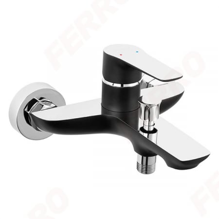 Baterii baie - Adore Black/Chrome - baterie perete cadă-duș