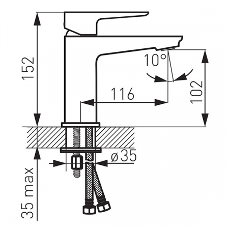 Adore Black/Chrome - baterie stativă lavoar [1]