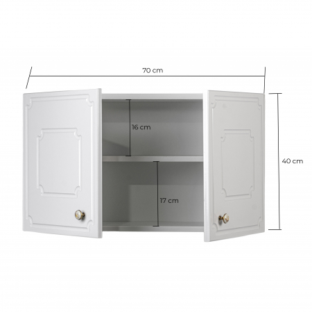 Dulap baie, sistem soft closing, mdf vopsit, alb lucios 70x40  cm [2]