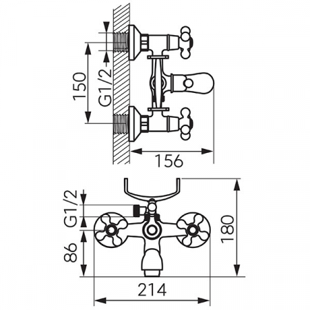 Antica - Baterie perete cadă-duș cu set de duș inclus [1]
