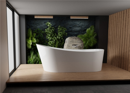 Cada freestanding din compozit Vayer Cetus 1800x832x695, fara preaplin , ventil click-clack crom [4]