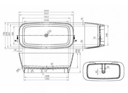 Cada freestanding Volans 151x72x54 , fara preaplin , ventil cu click-clack [1]