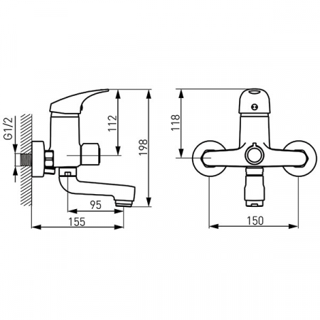 Combo - baterie perete cadă-duș cu pipă mobilă [1]